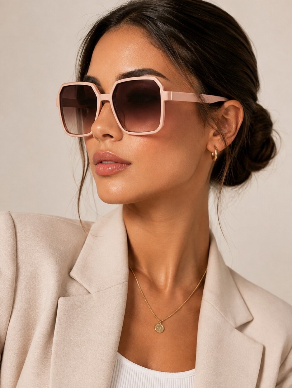 Women's Pink Square Sunglasses with Gradient Lenses